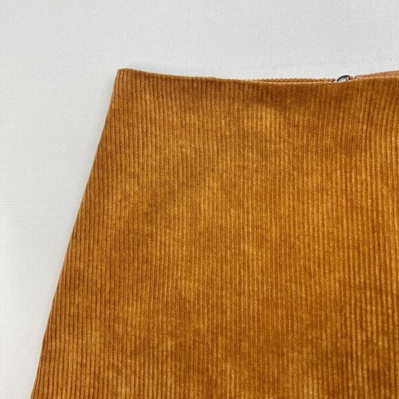 Wild Honey Womens Rust Corduroy Flat Front Back-Zip Mini Skirt Size Small - Picture 2 of 9